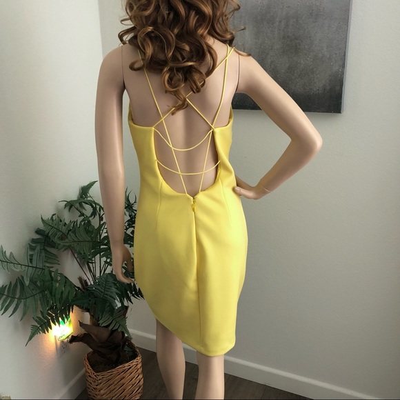 Guess Yellow Spaghetti Strap Backless Party Dress - Picture 3 of 9